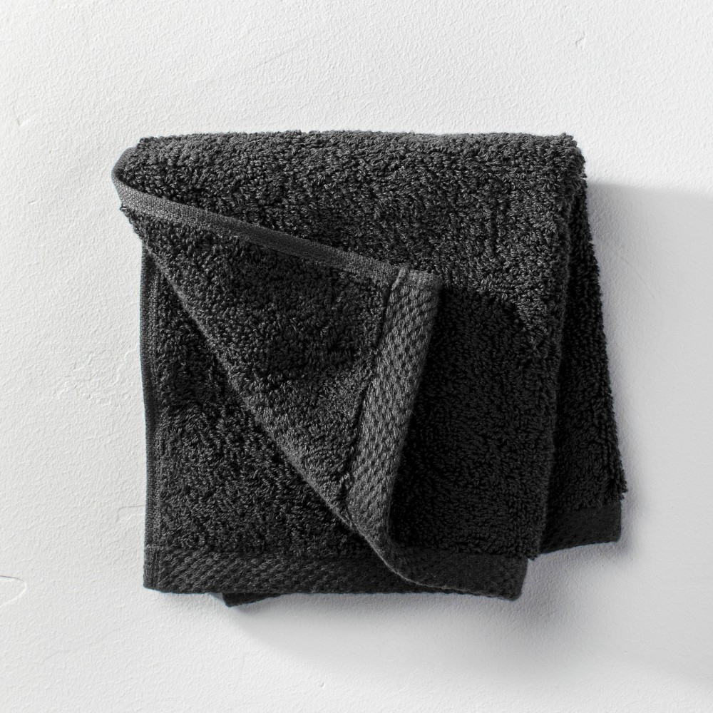 Photos - Towel Organic Washcloth Black - Casaluna™
