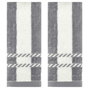 REGALWOVEN Bathroom Soft Absorbent Striped Pattern Cotton Decorative Hand Towel 15" x 35" - 1 of 4