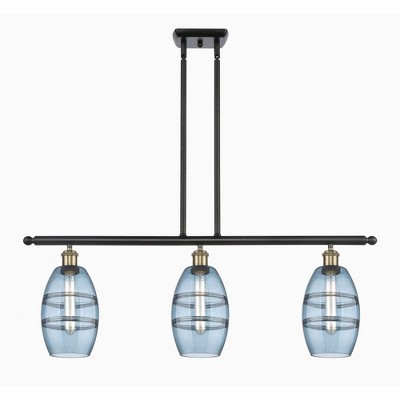 Vaz - 3 Light Stem Hung Island In Industrial Style-8.63 Inches Tall and 36 Inches Wide