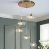LNC Ranunculus Gold Modern Luxury Glass Chandelier/Island Light,17.7in/22in/44.5in - 2 of 4