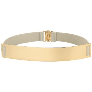 INSPIRE CHIC Women's Mirror Metal Gold Tone Plate Elastic Cinch Skinny Waist Belt - 1 of 4
