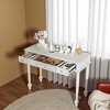 Retro Makeup Desk with Large Mirror, 3-Drawer Dressing Table with Jewelry Storage, Elegant Console Table for Bedroom, Hallway & Foyer, White - 2 of 4
