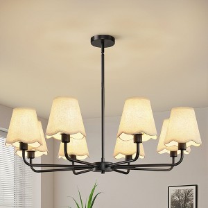 KAISITE 5-Light Modern Farmhouse Chandelier with Wavy Fabric Shades for Dining Room - 1 of 4