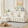 MAYEERTY 92 inch High Quality Trddy Fur Fabric Corner Sofa with Center Console Coffee Table for Living Room Apartments White - 2 of 4