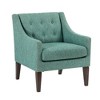 Fabric Upholstery Accent Chair with Button-Tufted Back, Foam Cushions, Reversible Seat and Brown Wood Legs - 3 of 4