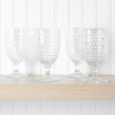 Chauncey Clear 14.2 oz Hobnail Handmade Glass Tumbler Set of 4