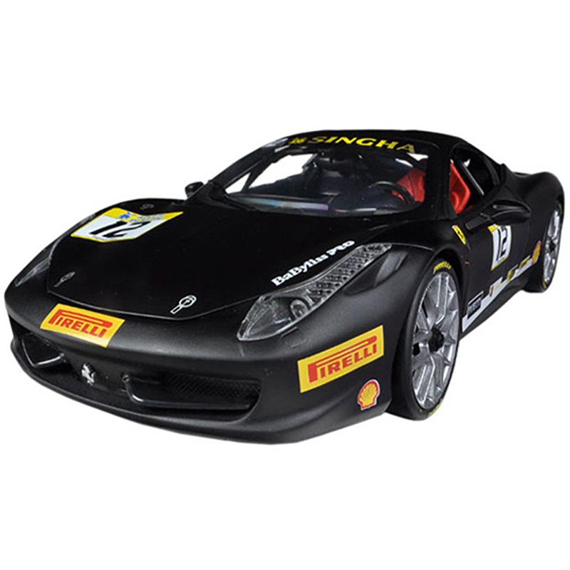 Ferrari 458 Challenge Matt Black #12 1/18 Diecast Car Model by Hot Wheels, 2 of 4
