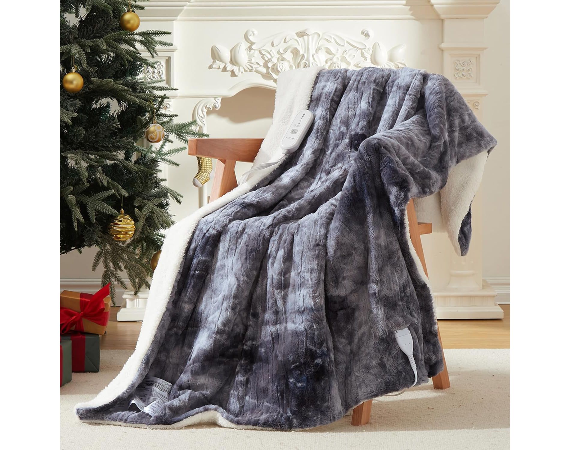 Fast Heated Blanket with Dual Control, 5 Heat Levels & 10 Hours Auto Off, Soft Thicken PV Plush Electric Throw Blanket