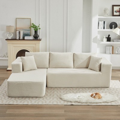 106" L-Shape Cloud Sectional Couch with Left Facing Chaise,Deep Seat Modular Sofa for Living Room - The Pop Home