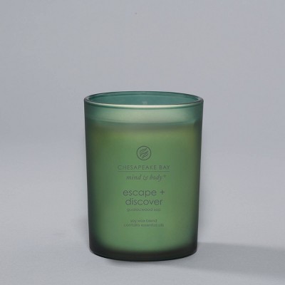 Green Frosted Glass Soy Scented Jar Candle with Wood Lid