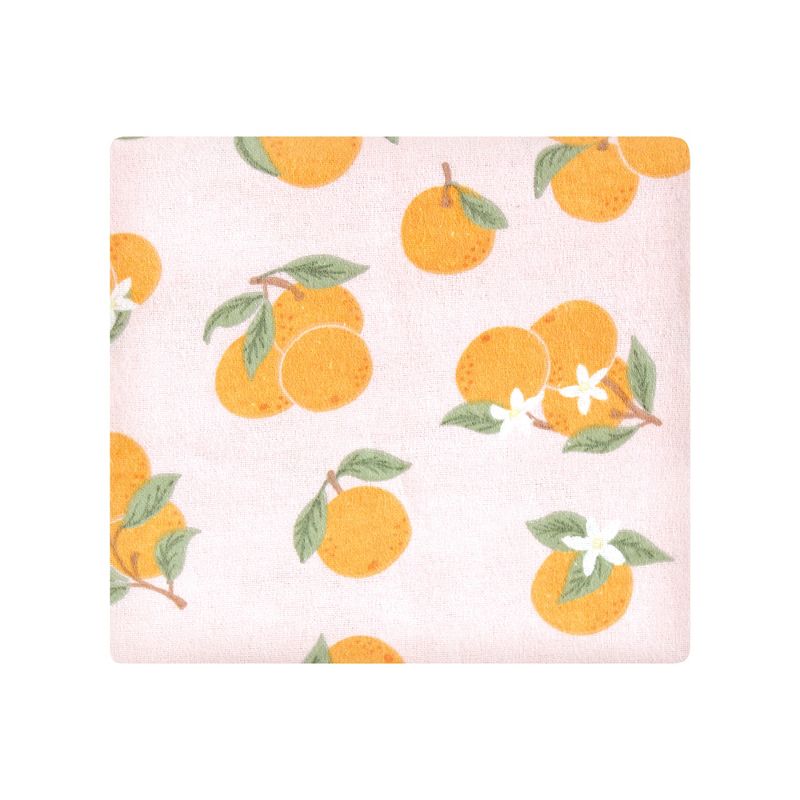 Hudson Baby Infant Girl Cotton Flannel Receiving Blankets Bundle, Citrus Orange, One Size, 4 of 8
