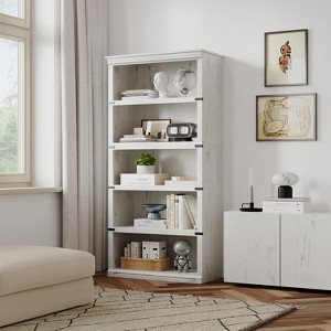 5 Tier Book Shelf Farmhouse Bookcase Open Storage Shelves 31.4" x 12.7" x 67.4" Book Case - 1 of 4