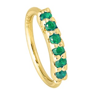 Jewelry Avalanche Unisex 20G 14K Gold Emerald Nose Hoop, 6mm(1/4") Nose Ring - 1 of 4