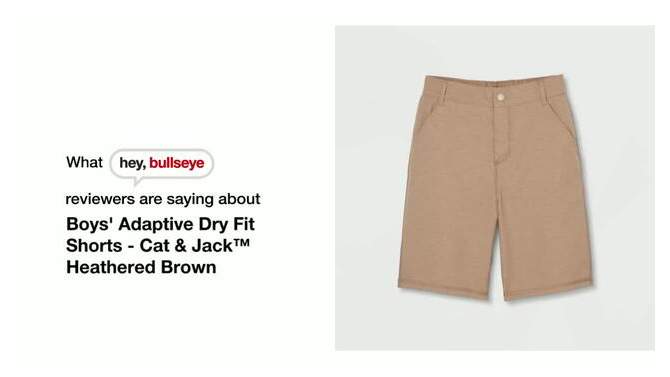 Boys' Adaptive Dry Fit Shorts - Cat & Jack™ Heathered Brown, 2 of 5, play video