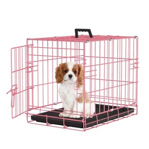 FDW 18-48in Dog Crates for Dogs Folding Mental Wire Crates Dog Kennels Pet Crate with Removable Tray and Handle - 1 of 4