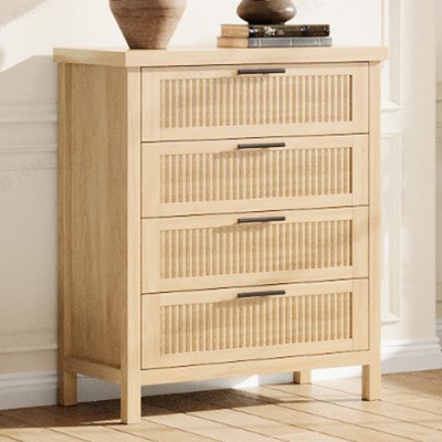 Dresser for Bedroom Rattan Chest of Dressers Tall Dresser for Closet with Drawers Boho Night Stand Large