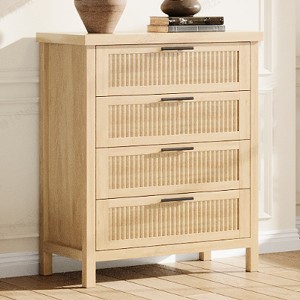 Dresser for Bedroom Rattan Chest of Dressers Tall Dresser for Closet with Drawers Boho Night Stand Large - 1 of 4