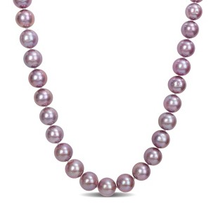 EVERLY JEWELRY | Sterling Silver 9 -10mm Purple Freshwater Cultured Pearl Necklace, 18-inch - 1 of 4