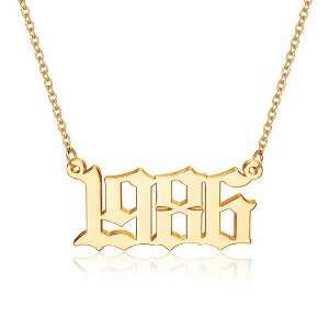 Turandoss Birth Year Pendant Necklace for Women, Old English Birth Year Number Gold Necklace, Birthday Gifts for Women, Christmas Gifts, 18+2In - 1 of 4