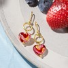 Ross-Simons Italian Red and Pink Murano Glass Heart Drop Earrings in 18kt Gold Over Sterling - 3 of 4