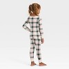 Toddler Plaid Ribbed Long Sleeve Shirt and Pants Holiday Matching Family Pajama Set - Wondershop™ Cream - 2 of 4