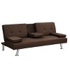 TIRAMISUBEST Modern Sofa Bed with Armrest Two Holders, PVC Upholstery, Wood Frame, Stainless Steel Legs - 4 of 4