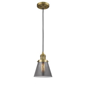 Cone - 1 Light Cord Hung Mini Pendant In Industrial Style-8 Inches Tall and 6 Inches Wide - 1 of 2