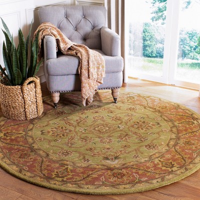Golden Jaipur Round Green and Rust Wool Area Rug