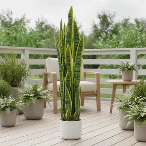 3 ft Tall Fake Snake Plant, Large Potted Artificial Sansevieria with  Lifelike Leaves & Real Touch, Faux Decorative Tropical Plants