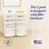 Homz Clear Plastic 4 Drawer Medium Home Organization Storage Container Tower w/2 Large and 2 Small Drawers, and Removeable Caster Wheels - 2 of 4