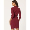 Allegra K Women's 3/4 Sleeve Knit Lapel Collar Belted Work Office Sheath Dress - image 3 of 4