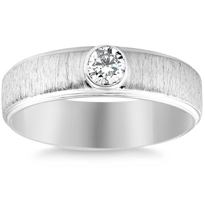 Pompeii3 1/3Ct Diamond Men's Brushed Wedding Band in Gold or Platinum Lab Created 6mm