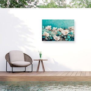 Trademark Fine Art - Treechild Turquoise Buds Matted Framed Art - 1 of 4
