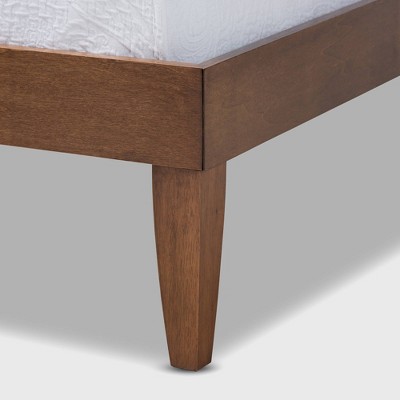 Twin Walnut Wood Platform Bed Frame with Graduated Legs
