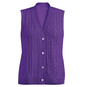 Collections Etc Stylish Cable-Knit Button Front Sweater Vest - 1 of 4