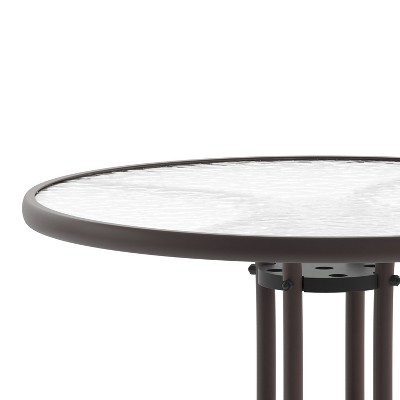 Contemporary 57'' Bronze and Clear Glass Round Dining Table