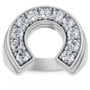 Pompeii3 Men's 3/4Ct Diamond Horseshoe Lucky Pinky Ring Gold Lab Created - 1 of 4