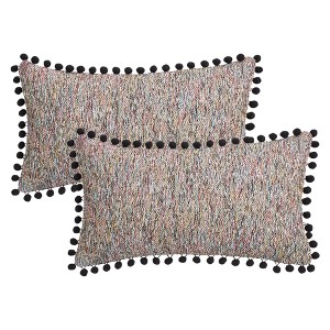 REGALWOVEN Fade-Resistant Chenille Boho Decorative with Pom-poms Throw Pillow Covers 2 Pcs - 1 of 4
