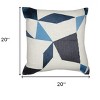 20" Taupe and Ivory Geometric Cotton Blend Throw Pillow With Embroidery - 3 of 4