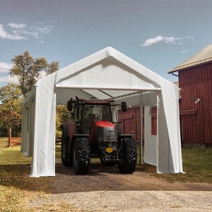 10'x20' Heavy-Duty Carport Canopy – Portable Garage Shelter with Removable Side Windows & 5 Access Doors, Waterproof Outdoor Storage for Vehicles - 1 of 4