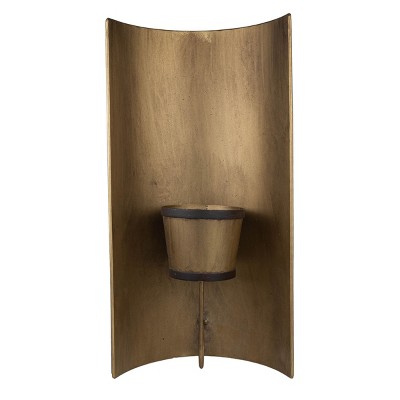 8.25" x 18.25" Curved Brass Metal Bohemian Wall Planter