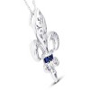 Pompeii3 Blue Sapphire Vintage Fleur De Lis Pendant 10KT White Gold W/ 18" Chain 1" Tall - 2 of 4