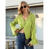 Womens V Neck Flared Long Sleeve Tops Button Down Dressy Casual Shirts Top - 2 of 4