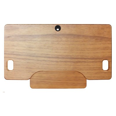 Teak Laminated 46" Wide Adjustable Desk Converter with Triple Monitor Support