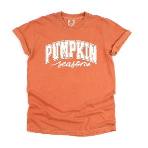 Simply Sage Market Women's Pumpkin Season Bold Short Sleeve Garment Dyed Tee - 1 of 4