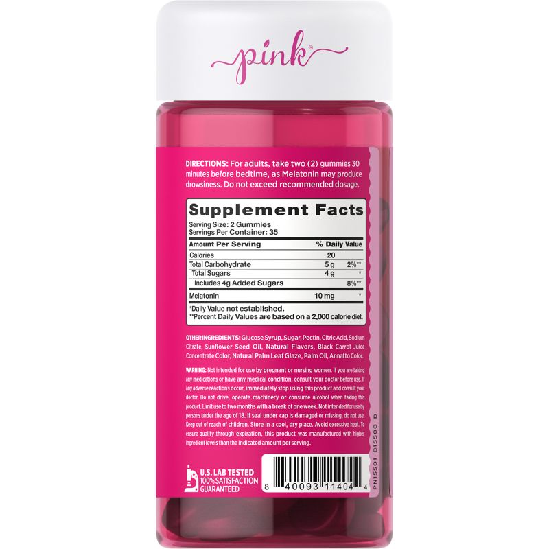 Pink Vitamins Beauty Rest Melatonin Vegan Gummies - Natural Berry - 70ct, 3 of 5