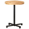 vidaXL Rough Mango Wood Bistro Table - Round Design, Heavy-Duty Iron Base, Indoor & Outdoor Use, Brown Finish, Assembly Required - 2 of 4