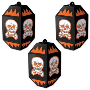 Beistle Vintage Halloween Skull Paper Lanterns, 7", (9/Pkg) Multicolored - 1 of 2