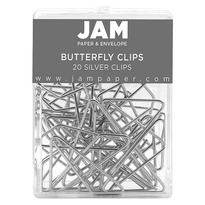 JAM Paper Medium Butterfly Clamp Silver 20/Pack (373932759)