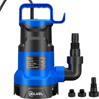 Silvel 1HP Submersible Water Pump 5000GPH, Thermoplastic Portable Transfer Pump for Swimming Pool Garden Pond Basement, 26ft Cord